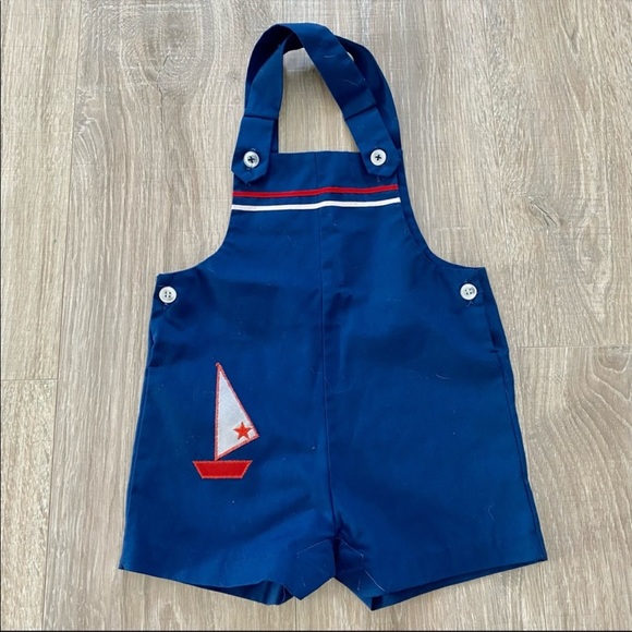 VINTAGE Shortall Health-Tex Boys Racerback Nautical Romper Sz 24M - Picture 1 of 5